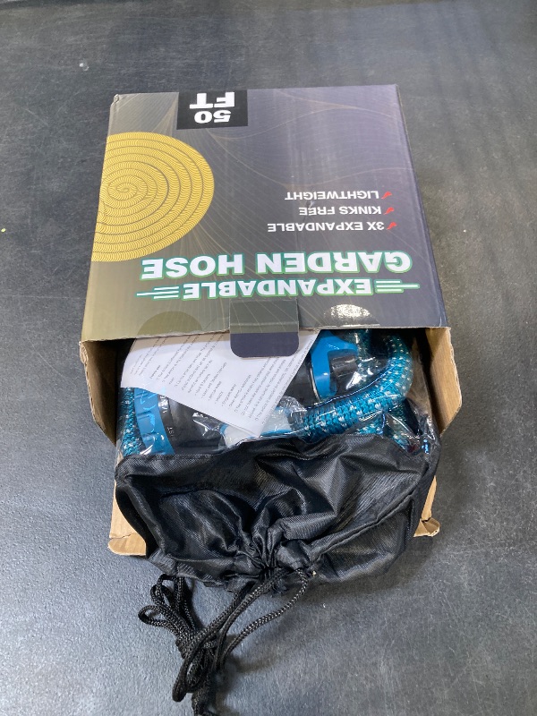 Photo 1 of 50 ft Expandable Garden Hose - All New 2026 Retractable Water Hose with 3/4" Solid Brass Fittings, Extra Strength Fabric - Flexible Expanding Hose with 10 Pattern Spray Nozzle