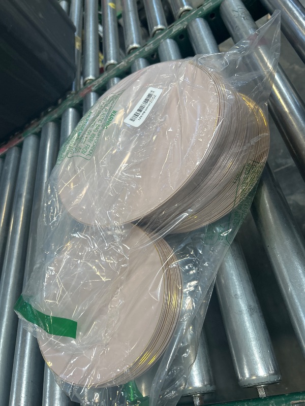View 2 of PULOTE 100PCS Pink Plastic Plates - Heavy Duty Pink and Gold Disposable for Party, Wedding, Mother's Day Include 50 Each (Dinner & Dessert) Plates