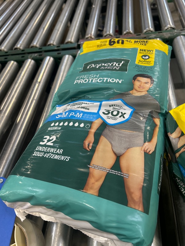 Photo 1 of Depend Fresh Protection Adult Diapers, Incontinence Underwear for Men, Disposable, Maximum, Small/Medium, Grey, 32 Count, Packaging May Vary