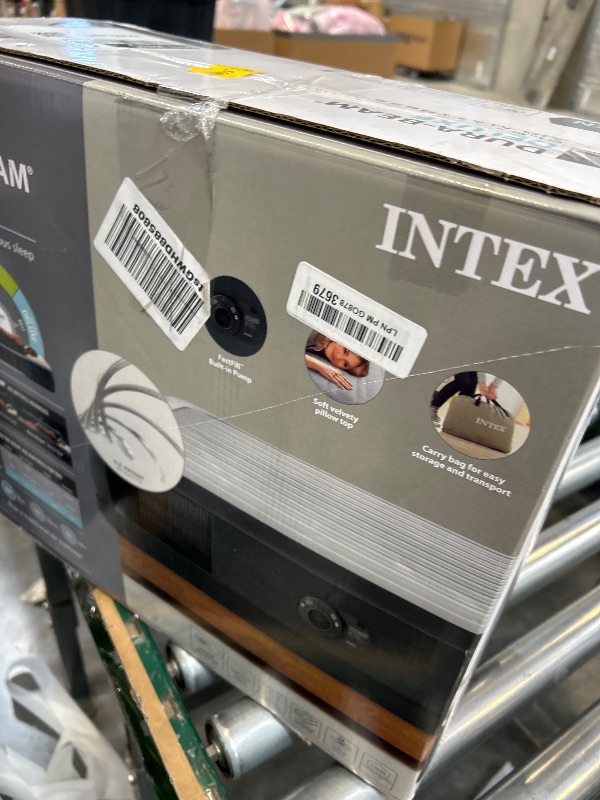 Photo 1 of INTEX Dura-Beam Deluxe Comfort-Plush Elevated: Fiber-Tech – Queen Size – Built-in Electric Pump – 18in Bed Height – 600lb Weight Capacity