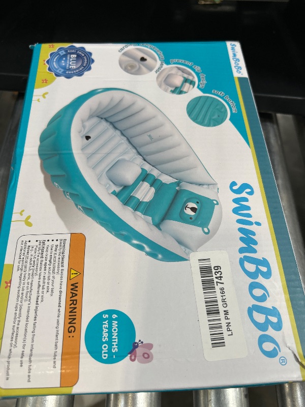 Photo 1 of Swimbobo Inflatable Baby Bath Tub Portable Foldable Travel Mini Swimming Pool Helps Infants to Toddler Tub (Blue)