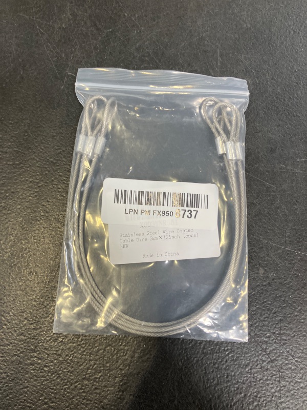 Photo 1 of Stainless Steel Cable with Loops, Vinyl Coated Wire Rope Lanyard Lock Security Chains for Outdoor Gates, Stage Lighting, Luggage Lock Wire Rope with Loops 2mm Thickness 12inch Length - 5 Packs