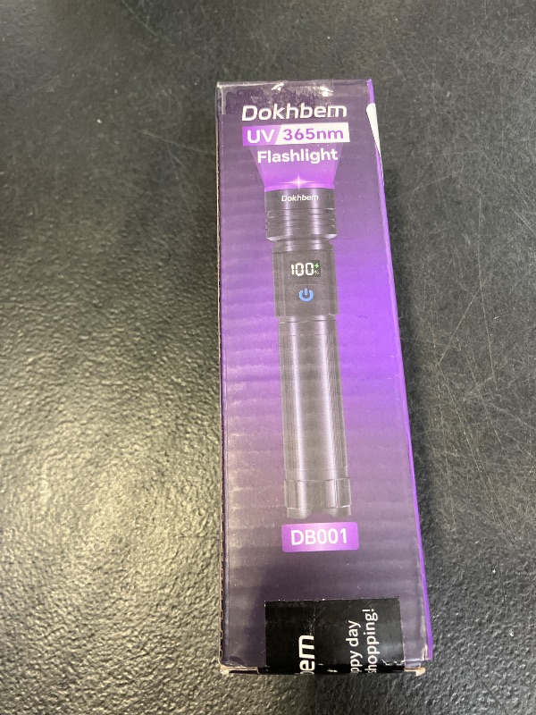 Photo 1 of Dokhbem 365nm UV Flashlight Rechargeable, Black Light Flashlight with LCD Display, Powerful Ultraviolet Lights for Pet Urine Detection, Resin Curing, Rockhounding, Scorpion, Uranium Glass, A/C Leak