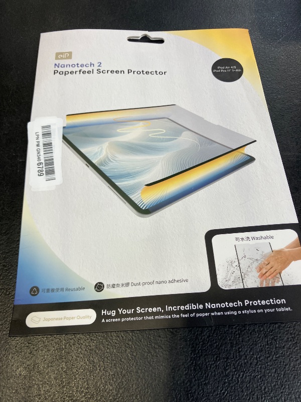 Photo 1 of EIP Detachable Paper-feel Screen Protector for iPad Air 5/4 11 Inch, iPad Pro 11”(1-4th), Reusable Nano Strip, Easy Install & Detach, Anti-Glare, Draw and Sketch Like on Paper