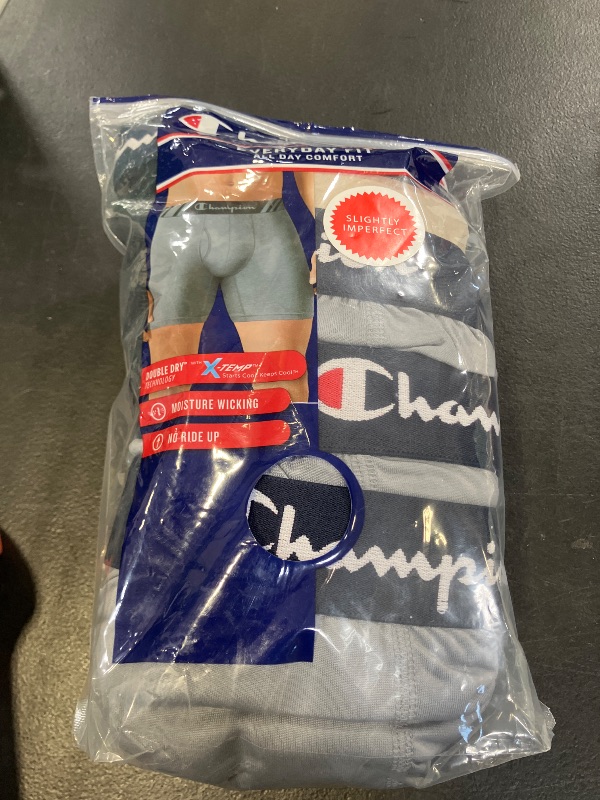 View 2 of Champion Men’s Boxer Briefs, Cotton Stretch Underwear with Mesh Pouch, Moisture-Wicking, No Ride-Up Fit, Logo Waistband, Multi-Pack, Black-5 Pack, X-Large