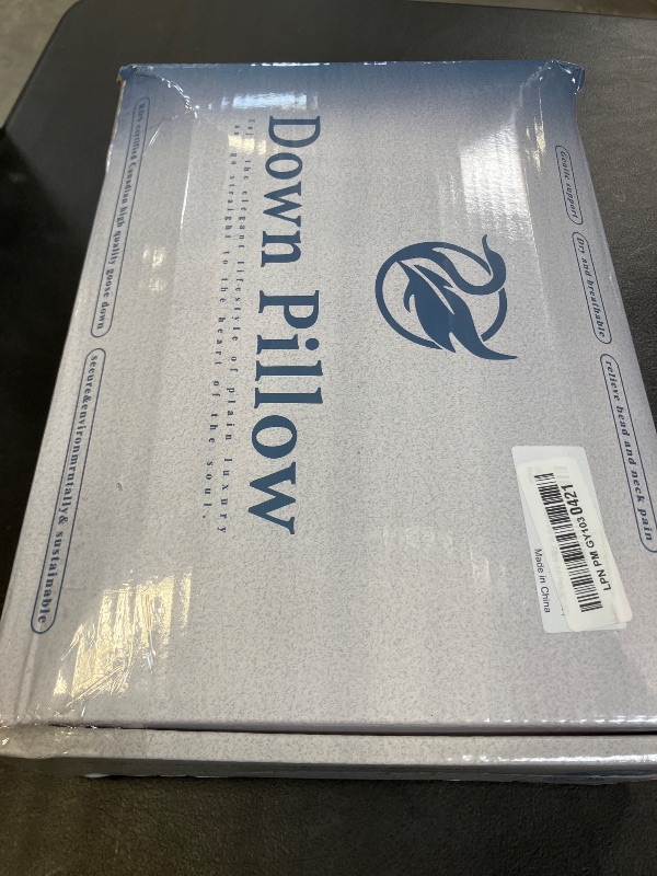 View 2 of Luxury Goose Feather Down Pillow Queen Size, 3-Chamber 5 Star Hotel Pillow for Deep Sleep, Soft Bed Pillows for Neck Pain Relief, Perfect for Side, Back Sleepers, 100% Cotton Shell (1 Pack,20"x30")