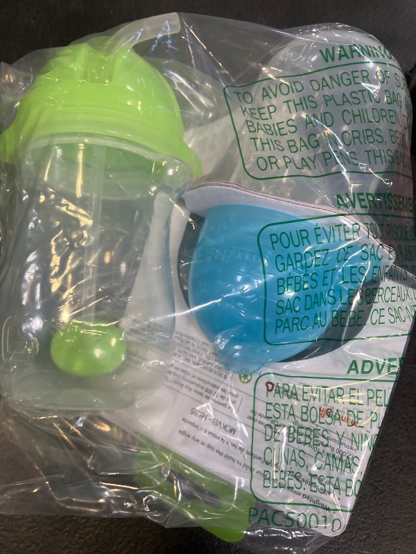 Photo 1 of Munchkin Any Angle Weighted Toddler Straw Cups with Click Lock Lid, 10 Ounce, 2 Pack, Blue/Green