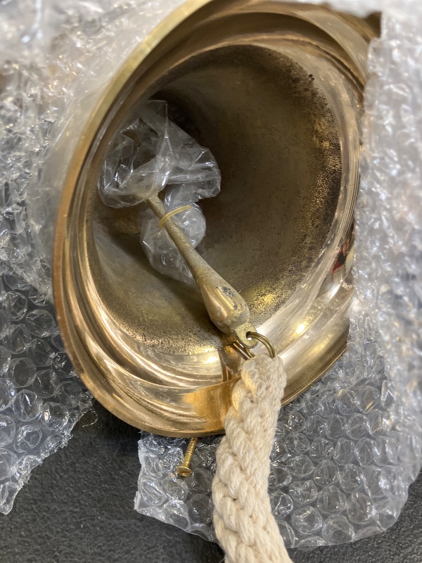 Photo 1 of Solid Brass Wall Mounted Ship Hanging Bell for Reception, School, Outdoor,Indoor, Dinner & Chruch - 7 Inch by The Metal Magician