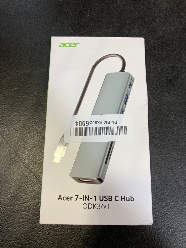 View 2 of Acer USB C Hub, 7 in 1 Multi-Port Adapter for Laptop, 4K, HDMI Splitter with 2 USB A 3.1 & Type-C to HDMI Data Port, PD 100W Charging, SD Card Reader for Computer, Desktop, Space Grey