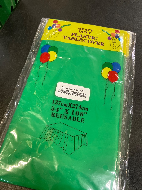Photo 1 of YSYJ 3 Pack Green Plastic Tablecloth Disposable Rectangular Table Cloth 54 x 108 Inch Table Cover for Parties