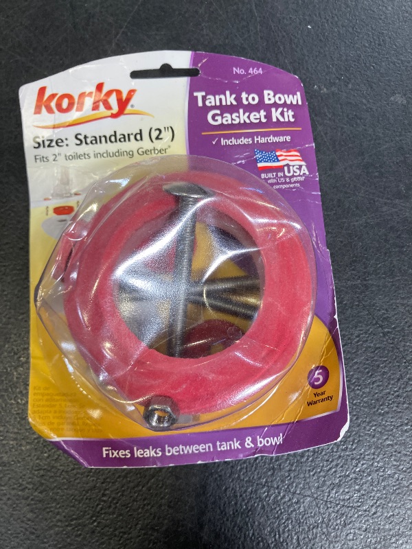 Photo 1 of Korky 464BP Universal Toilet Tank To Bowl Gasket & Hardware Kit - Fits Most 2-Inch, 2-Piece Toilet Tanks - Made in USA