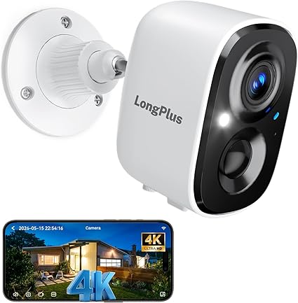 Photo 1 of LongPlus 2026 Updated 8MP Security Cameras Wireless Outdoor, Battery Cameras for Home Security, Wireless Wecurity Camera with Color Night Vision, AI Motion Detection, Spotlight, AOV, SD/Cloud Storage
