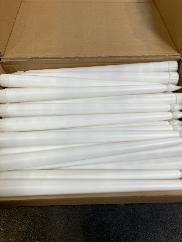 Photo 1 of Retisee 100 Pcs 11 Inch Flameless Taper Candles LED Candles Bulk Battery Operated Taper Candle Flickering LED Candlesticks for Valentines Birthday Wedding Party Decor (Classic Style,Ivory)
