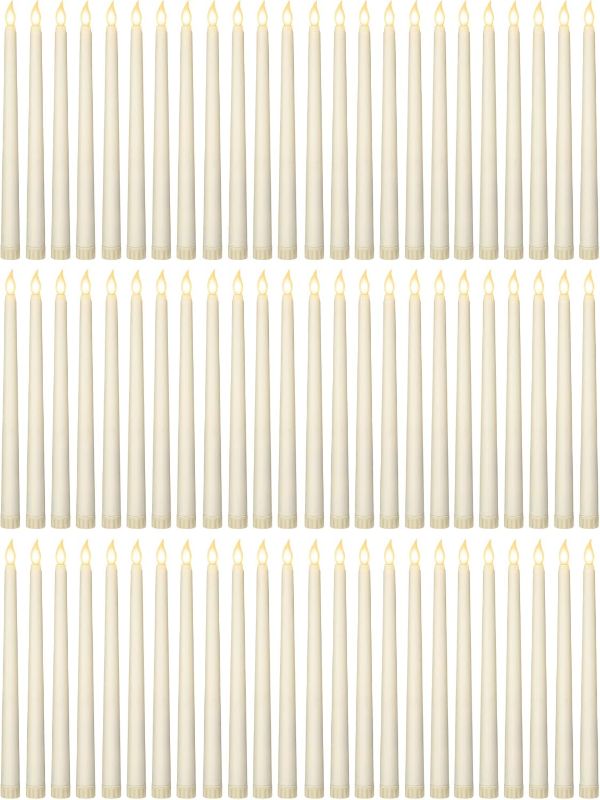 Photo 1 of Retisee 100 Pcs 11 Inch Flameless Taper Candles LED Candles Bulk Battery Operated Taper Candle Flickering LED Candlesticks for Valentines Birthday Wedding Party Decor (Classic Style,Ivory)
