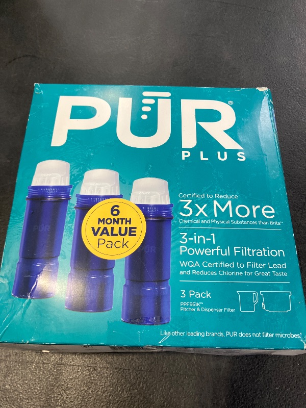 Photo 1 of PUR Plus Water Filter Replacement for Pitchers & Dispensers, 6-Month Supply, 3 Count, Blue (PPF951K3)