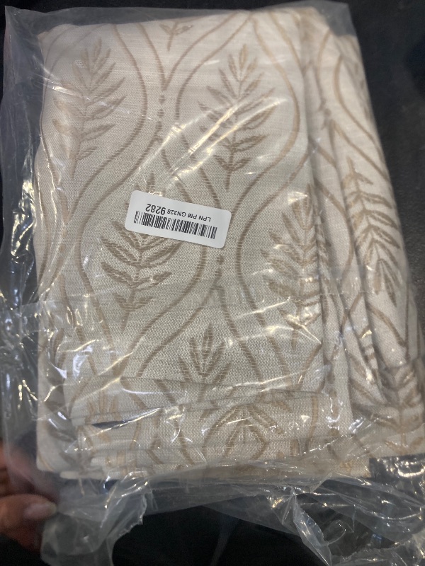 View 2 of BGment Beige Linen Curtains for Living Room, French Country Leaf Jacquard Botanical Pattern Cottage Core Boho Vintage Grommet Light Filtering Semi Sheer Linen Curtains, 2 Panels, 52 x 84 Inch