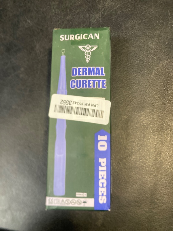 Photo 1 of SURGICAN Sterile Disposable Dermal Curettes, Easy Peel Packing - Box of 10 - New and Improved (3 mm [Pack of 10])
