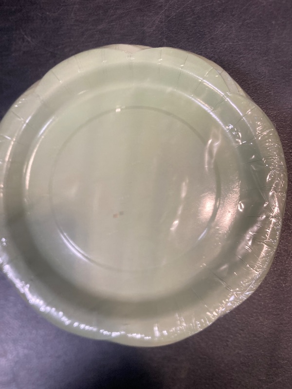 Photo 1 of KFJBPB 50 Pack Sage Green Paper Plates 7 Inch, Disposable Scalloped Plates Cake Dessert Plate for Dinner Baby Shower Wedding Bridal Shower Birthday Party Supplies (Sage Green, 7 inch)
