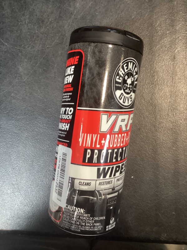 Photo 1 of Chemical Guys VRP, Vinyl, Rubber, Plastic, Shine & Protectant Canister Wipes, Great For Cars, Trucks, SUVs, RVs, & More (30 Ct) - PMWCTVD10730