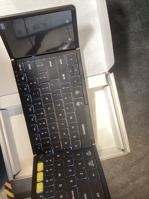 Photo 1 of Samsers Foldable Bluetooth Keyboard with Touchpad, Full-Size Wireless Folding Keyboards with Backlight, Portable Travel for iOS Android Windows Mac OS, Support 3 Device(BT5.1 x 3), Black
