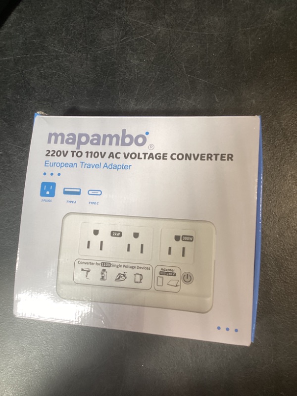 Photo 1 of Mapambo 2000W Voltage Converter US to Europe, 7 in 1 Converter for European Travel for Hair Dryer, 123456