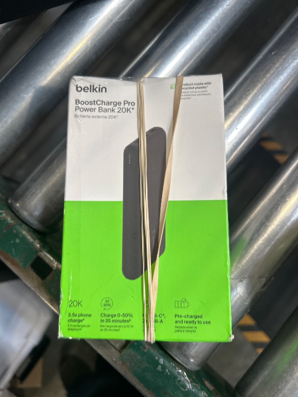 Photo 1 of Belkin Portable Charger, USB-C Power Bank 20000 mAh w/ 2 USB-A Ports, 15W w/ Type-A to Type-C Cable - iPhone 17, Air, Pro, Pro Max, AirPods, Apple Watch, Samsung Galaxy S25, Google Pixel 10 - Black