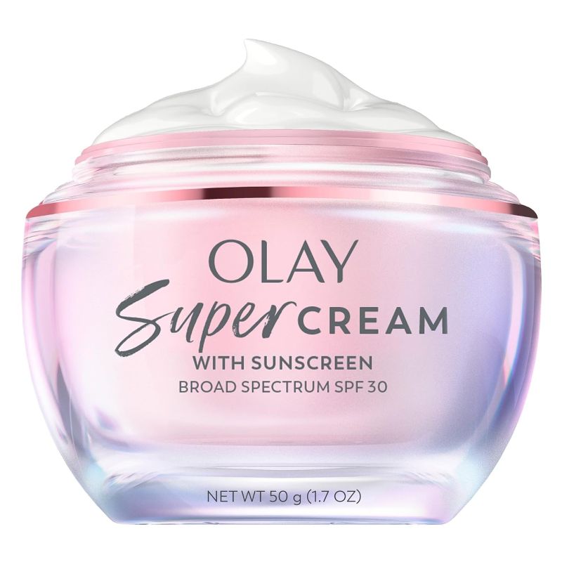 Photo 1 of Olay Super Cream with Sunscreen SPF 30, Lightweight Face Moisturizer with Sun Protection, 5-in-1 Skin Care Benefits - Hydrating, Brightening, Firming - Niacinamide, Vitamin C, Collagen Peptide, 1.7 oz
