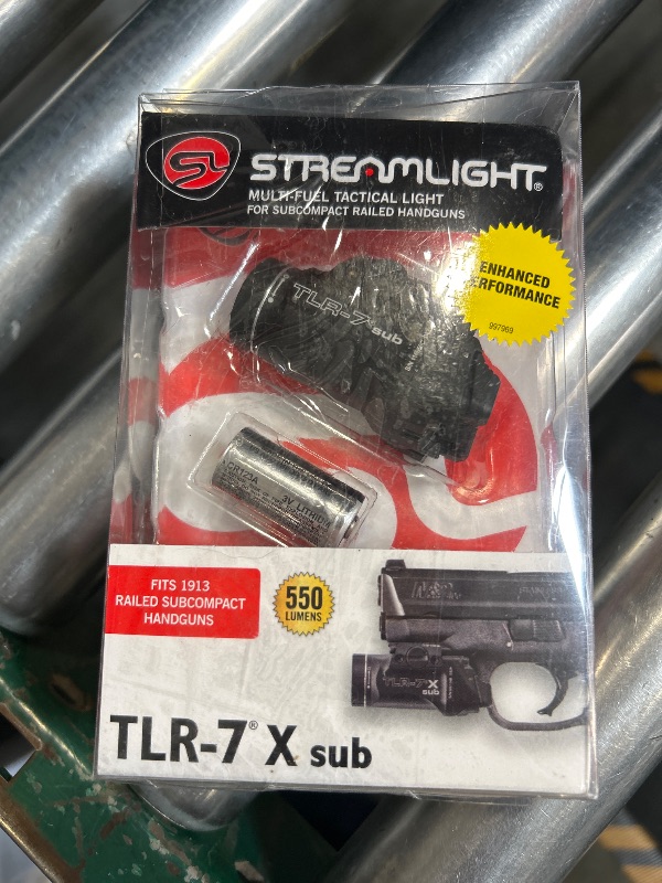 Photo 1 of Streamlight 69402 TLR-7 X sub 500-Lumen Tactical Weapon Light Designed Exclusively and Solely for Select 1913 Railed Subcompact Handguns, Includes Mounting Kit and Keys, Black