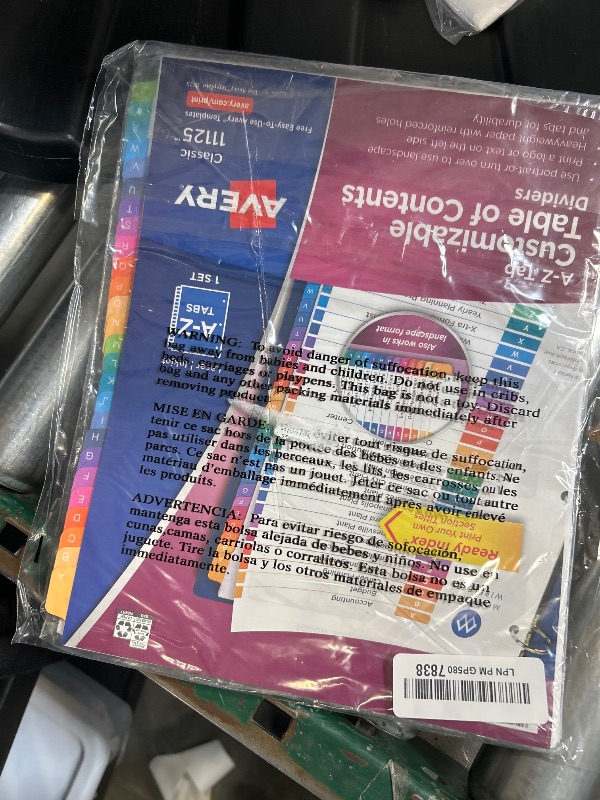 Photo 1 of Avery A-Z Dividers for 3 Ring Binders, 26 Tabs per Set, Customizable Table of Contents, Multicolor Tabs, Great for Organizing Reports, Projects, and More (11125)