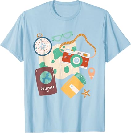 Photo 1 of Tourist Holidays Costume Camera Passport Traveling Vacation T-Shirt - M