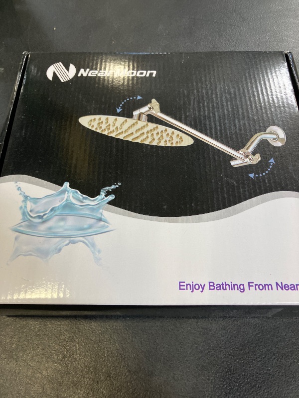 Photo 1 of NearMoon Rain Shower Head, Ultra-Thin Design-Pressure Boosting, Awesome Some Experience, High Flow Stainless Steel Rainfall Head (10 Inch, Brushed Nickel)