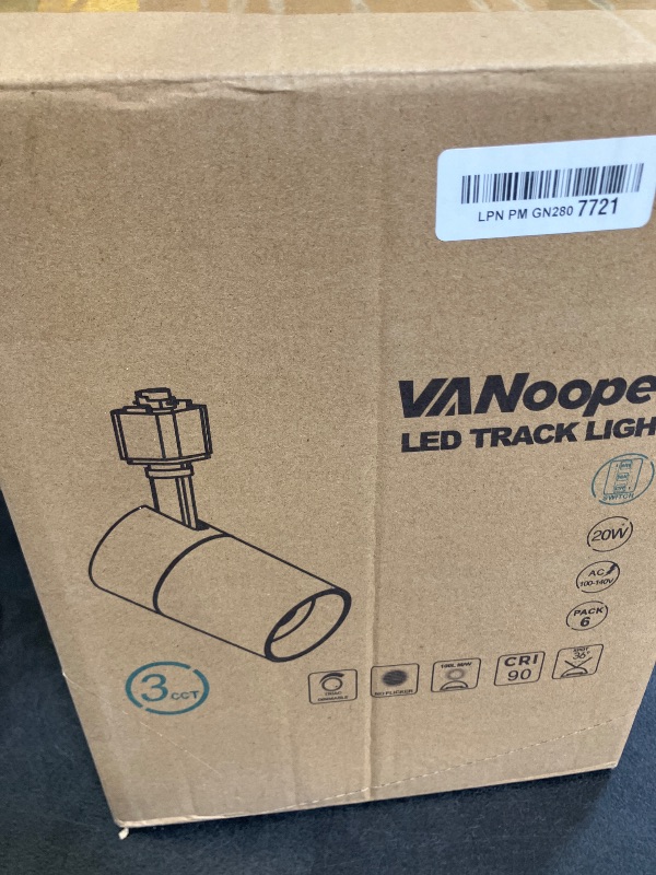 Photo 1 of VANoopee 3-Color Zoomable 20W LED Track Lighting Heads H Type Track Light Heads Dimmable Bright Ceiling Spotlight Fixtures for Kitchen, 3000K 4000K 5000K Adjustable, CRI90+ 15°-60° 2000lm Black 6 Pack