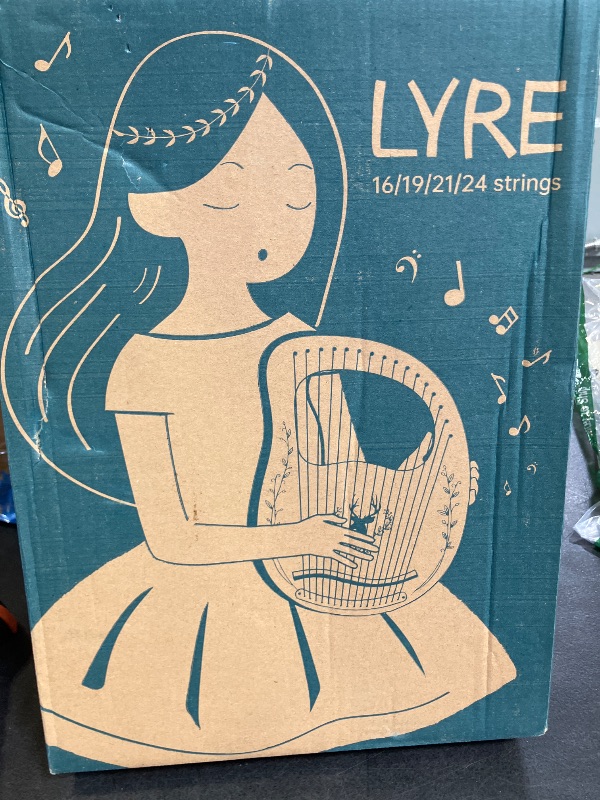 Photo 1 of Lyre Harp 16 Strings: Solid Mahogany Wooden Body Metal Strings Musical Instrument - Accessory with Tuning Wrench and Durable Gig Bag