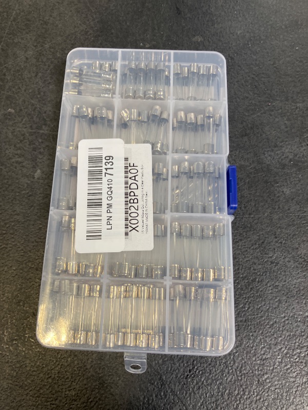 Photo 1 of QBGTFAK 15 Values150pcs Quick Blow Glass Tube Fuse Assorted Kit 6x30mm 250V 0.5A, 1A, 1.5A, 2A, 3A, 3.15A, 5A, 6A, 7A, 8A, 10A, 15A, 20A, 25A, 30A, packag in a Clear Plastic Box