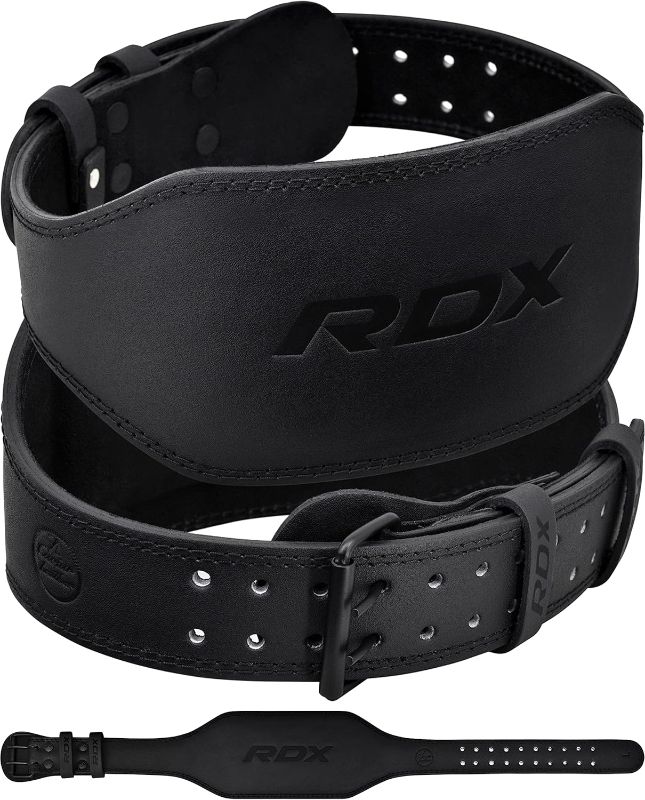 Photo 1 of RDX Weight Lifting Belt Gym Fitness, Cowhide Leather, 4” 6” Padded Lumbar Back Support, 10 Adjustable Holes, Weightlifting Powerlifting Bodybuilding Deadlift Squat Workout Strength Training, Men Women