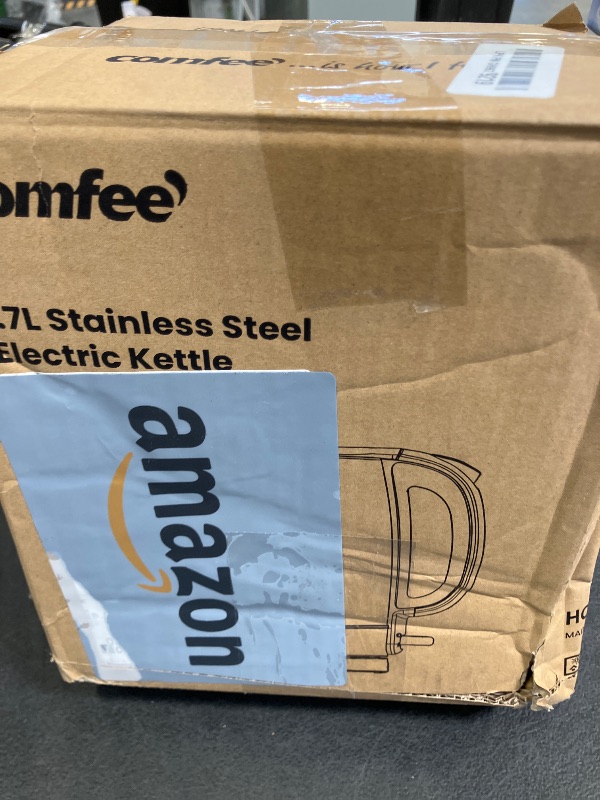 Photo 1 of COMFEE' 1.7L Stainless Steel Electric Tea Kettle, BPA-Free Hot Water Kettle Electric with LED Light, Auto Shut-Off and Boil-Dry Protection, 1500W Fast Boil Electric Kettle