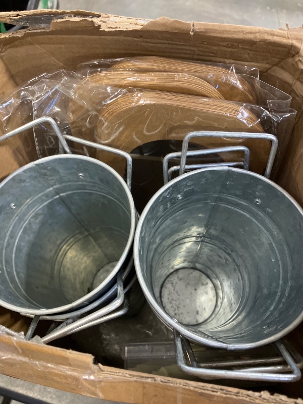 Photo 1 of LEIFIDE Flower Bar Buckets Set Kit Bloom Bar Supplies Include Wood Sign Gift Bags Iron Bucket Garden Flower Shears for Wedding Bridal Shower Graduation Birthday Table Centerpieces(39 Pcs,Silver)