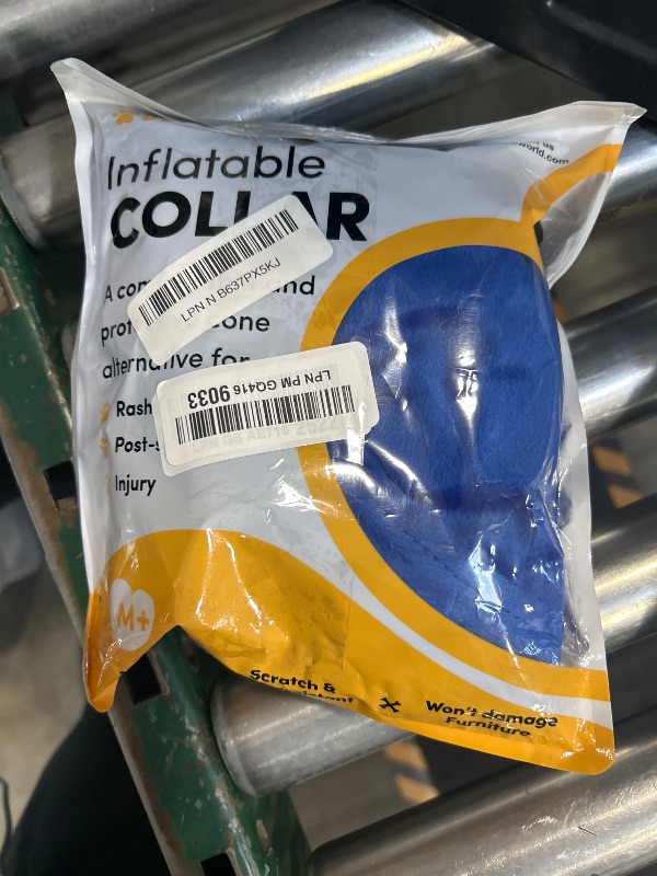 Photo 1 of BENCMATE Inflatable Dog Cone Collar Alternative, Soft Dog Cone for Small Medium Large Dogs and Cats, Neck Recovery ECollar Donut Collar After Surgery (Medium+, Blue)
