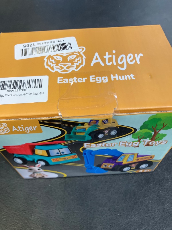 View 2 of Atiger 18 PCS Easter Egg Fillers with Toys Inside, Easter Basket Stuffers for Toddlers Filled Pull Back Engineering Vehicles Plastic Eggs Party Favors for Kids Egg Hunt Gift Easter Basket Essentials