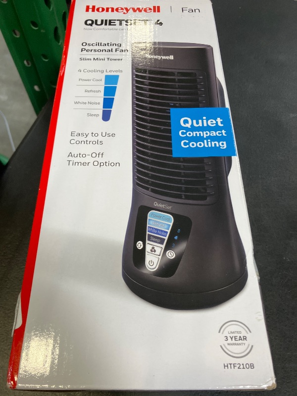 Photo 1 of Honeywell QuietSet Personal Table Fan, Oscillating Personal Desk Fan with Quiet Operation, 4 Levels of Power and Sound, Black, HTF210B