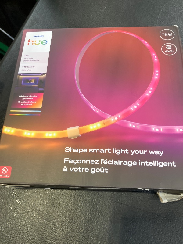 Photo 1 of Hue Flux 7-Feet LED Strip Light Extension, Vibrant Color and Ambiance, Flexible Indoor Lighting, Chromasync™ Color Blending, Cuttable, Extendable, Reusable, App and Voice Control