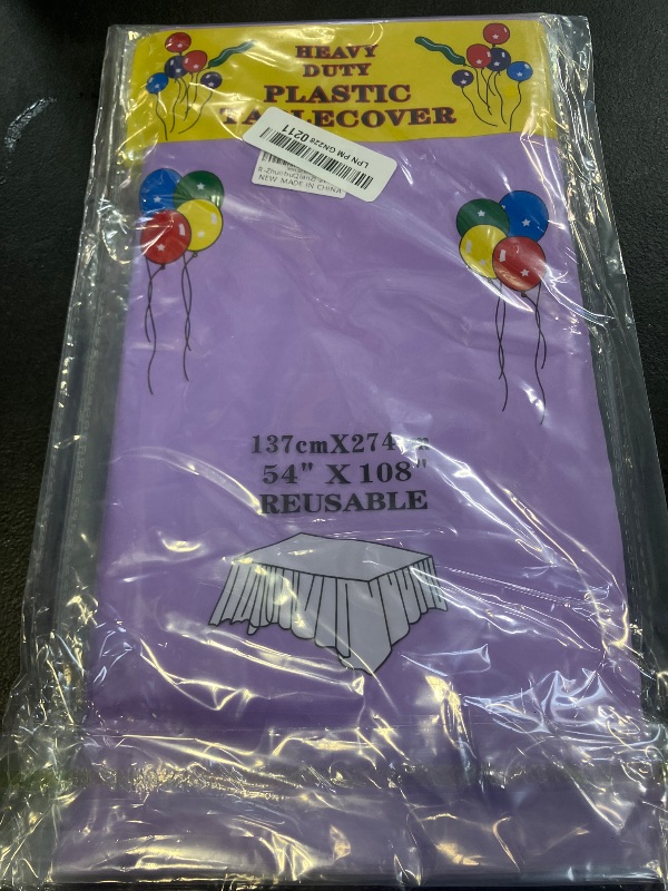Photo 1 of 2 Pack Plastic Tablecloths Disposable Table Covers Plastic Table Cloths for BBQ Picnic Birthday Wedding Parties Waterproof and Oil-proof Table Cloth Light Weight Light Purple TableCover 54 x 108 In