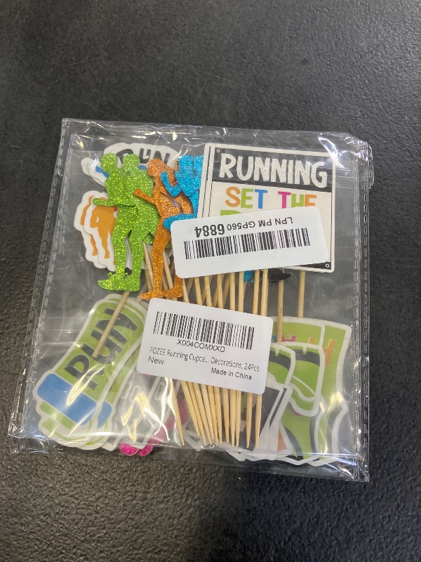Photo 1 of FOZEE Running Cupcake Toppers, Runner Party Decor, Running Themed Cupcake Picks, Running Birthday Party Decor, Marathon Party Decorations, 24Pcs