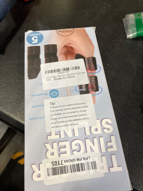 Photo 1 of Universal Finger Straightener - Broken and Trigger Finger Splints - Brace for Arthritis Pain and Support - Sprain Relief for Middle, Index, Ring, Pinky Fingers (Black) 5 pack