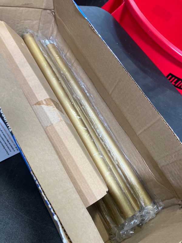 Photo 1 of  2 Pack Heavy Duty Curtain Rods for Windows 28 to 48 Inch, 1 Inch Gold Curtain Rods Set of 2 Pack for Outdoor, Farmhouse, Bedroom, Adjustable Easy Install Drapery Rod (A2,Gold,30"-60"-2Pack)