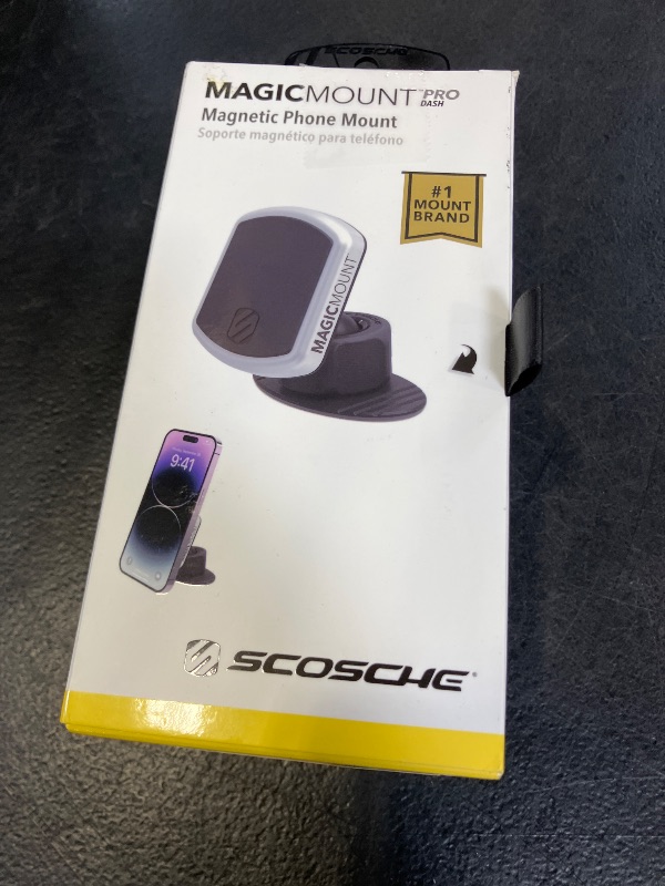 Photo 1 of Scosche MPD-XTPP1 Magnetic MagicMount Pro Phone Mount for Car, Automotive-Grade Adhesive, 360 Degree View Rotation, Black/Silver
