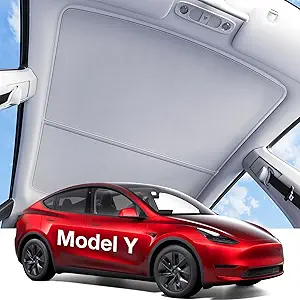 Photo 1 of Wigoo Tesla Model Y Sunshade Roof [Never Sag, Nano Ice-Crystal Coatings] 3-Gen Heat Insulation Glass Roof Sun Shade, Accessories for Tesla Model Y 2020~2025, Tesla Interior Gray
