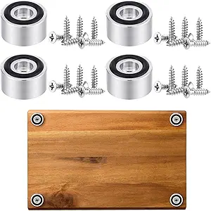 Photo 1 of Yaocom 4 Pcs Stainless Steel Cutting Board Feet with Nonslip Pads Board Feet Legs with Silicone Rubber and Screws Kit for Kitchen Unfinished Cutting (Silver,0.59 x 0.31 Inch)
