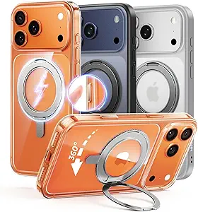 Photo 1 of MAGIC JOHN for iPhone 17 Pro Max Case with 360 Magnetic Stand [Fit for MagSafe] [3X Military-Grade Protection] [Camera Control Button] Slim Case for iPhone 17 Pro Max Phone case,6.9"?Clear
