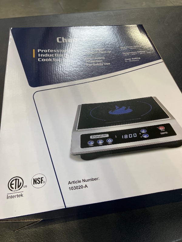 Photo 1 of ChangBERT Induction Cooktop, Commercial Grade Portable Cooker, Large 8” Heating Coil, Premium Stainless Steel Countertop Burner with NSF Certified, 10 Hours Timer Powerful 1800W Professional Hot Plate